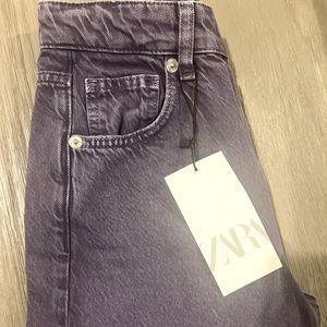 Zara NWT High-rise wide leg purple jean